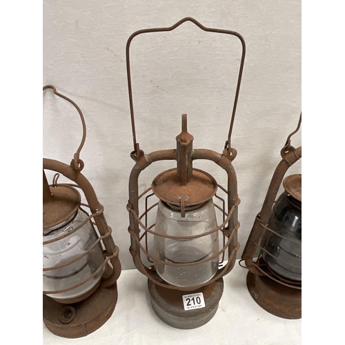 210 - BOX OF 3 HURRICANE LAMPS