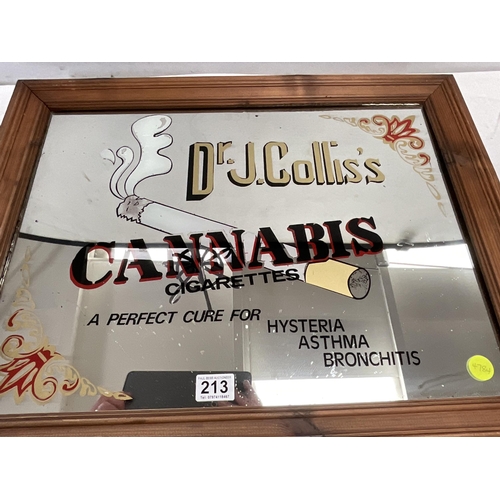 213 - REPRODUCTION PUB MIRROR ADVERTISING DR J COLLIS CANNABIS CIGARETTES 21