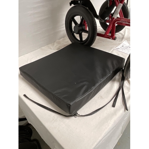 216 - LIGHTWEIGHT SELF PROPELLED FOLDING WHEELCHAIR C/W SEAT PAD AND FOOTREST