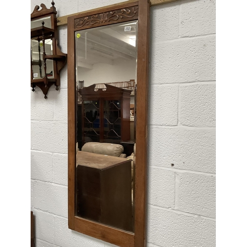 232 - OAK FRAMED BEVEL EDGE WALL MIRROR 56