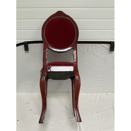 237 - REPRODUCTION MAHOGANY UPHOLSTERED BUTTON BACK BEDROOM CHAIR