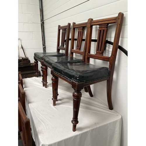 240 - 6 EDWARDIAN MAHOGANY DINING CHAIRS ON TURNED FRONT LEGS A/F