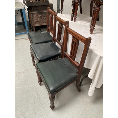 240 - 6 EDWARDIAN MAHOGANY DINING CHAIRS ON TURNED FRONT LEGS A/F