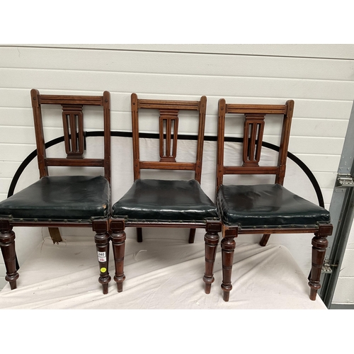 240 - 6 EDWARDIAN MAHOGANY DINING CHAIRS ON TURNED FRONT LEGS A/F