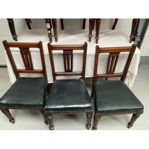 240 - 6 EDWARDIAN MAHOGANY DINING CHAIRS ON TURNED FRONT LEGS A/F