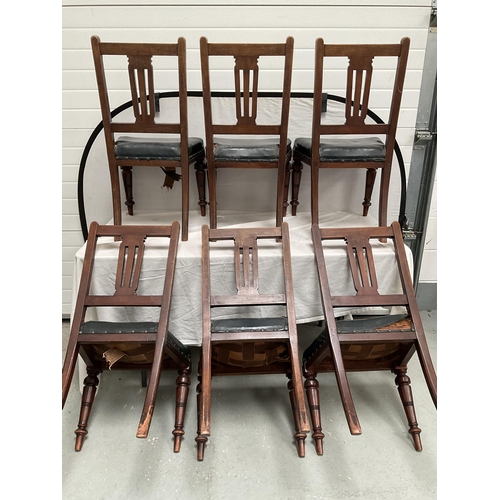 240 - 6 EDWARDIAN MAHOGANY DINING CHAIRS ON TURNED FRONT LEGS A/F