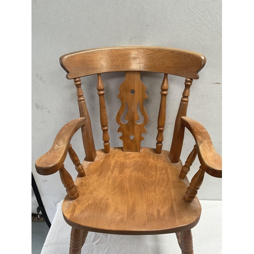 242 - BEECH FIDDLEBACK KITCHEN ARMCHAIR