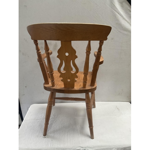 242 - BEECH FIDDLEBACK KITCHEN ARMCHAIR