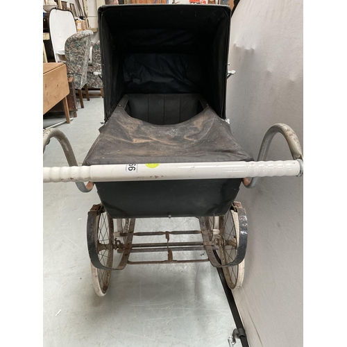 266 - VINTAGE CHILDS PRAM WITH SPRUNG CHASSIS A/F