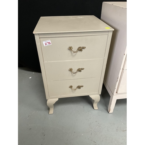 272 - RETRO 3 DRAWER WHITE PAINTED BEDROOM CHEST H28