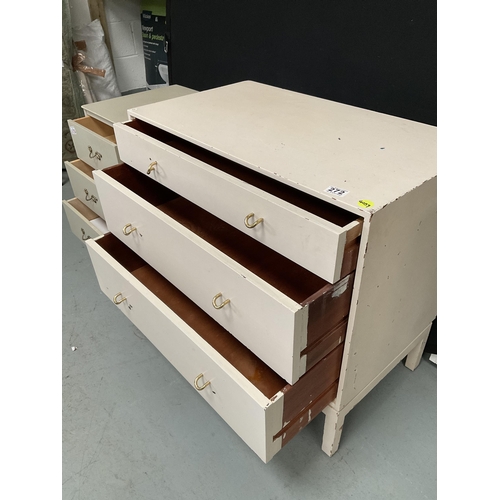 272 - RETRO 3 DRAWER WHITE PAINTED BEDROOM CHEST H28