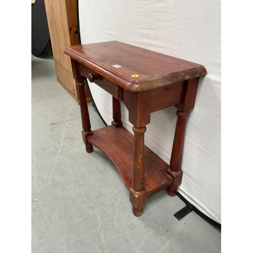 283 - STAINED PINE TELEPHONE TABLE WITH SINGLE DRAWER AND SHELF TO BASE A/F H30