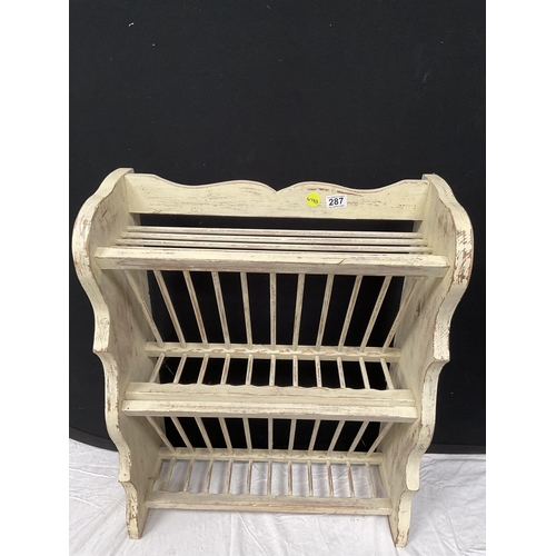 287 - CREAM PAINTED KITCHEN PLATE RACK H30