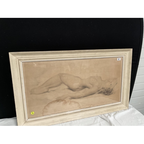 81 - VINTAGE FRAMED NUDE PICTURE (WATER DAMAGE) 41 X 24