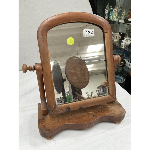 122 - VICTORIAN MAHOGANY TOILET MIRROR A/F (WORMED)