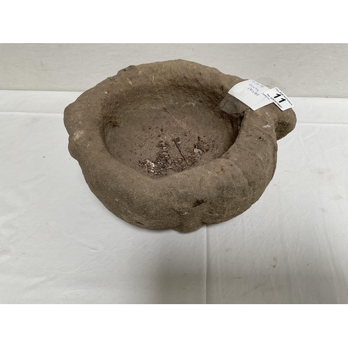 11 - EARLY STONE PEDESTAL BOWL