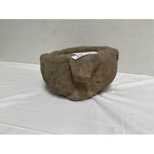 11 - EARLY STONE PEDESTAL BOWL