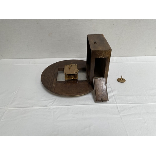 12 - OAK CASED SCHOOL CLOCK A/F (NO GLASS)