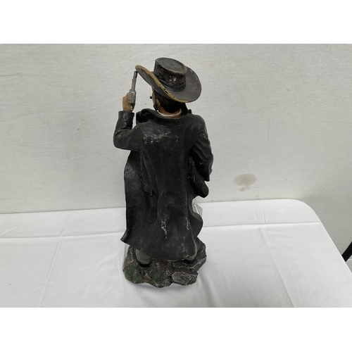 2 - MODERN RESIN COWBOY FIGURINE SIGNED TO REAR OF BASE - H 19