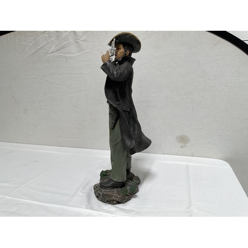 2 - MODERN RESIN COWBOY FIGURINE SIGNED TO REAR OF BASE - H 19