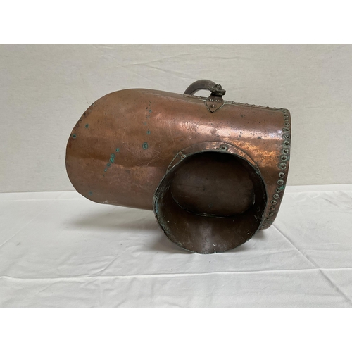 3 - VICTORIAN COPPER COAL SCUTTLE AND A VICTORIAN COPPER KETTLE