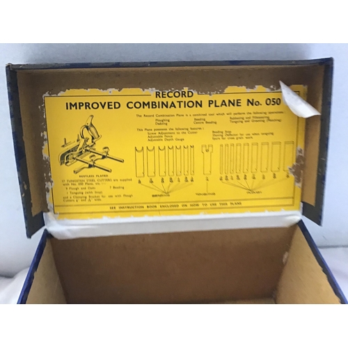 63 - RECORD 44 PLOUGH PLANE IN BOX AND A RECORD COMBINATION PLANE IN BOX A/F