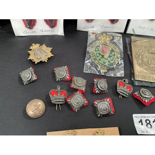 181 - QTY OF MILITARY AND POLICE BADGES TO INCLUDE IRISH TYPES