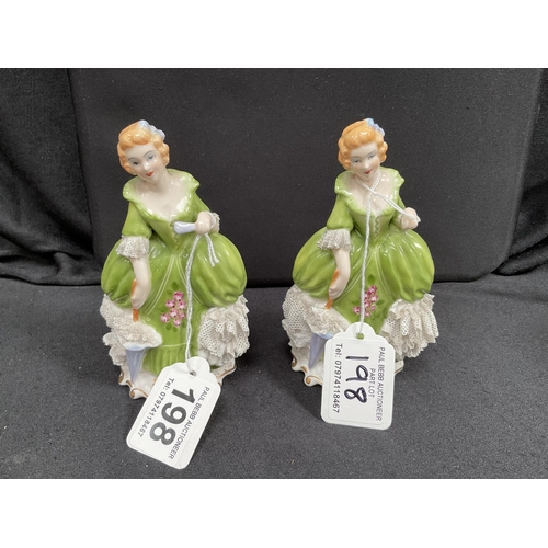 198 - ROYAL ADDERLEY MISS LAVINIA FIGURINES A/F AND 3 OTHER FIGURES A/F