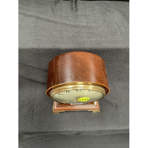 207 - MAHOGANY INLAID MANTLE CLOCK WITH BRASS FEET A/F H 10