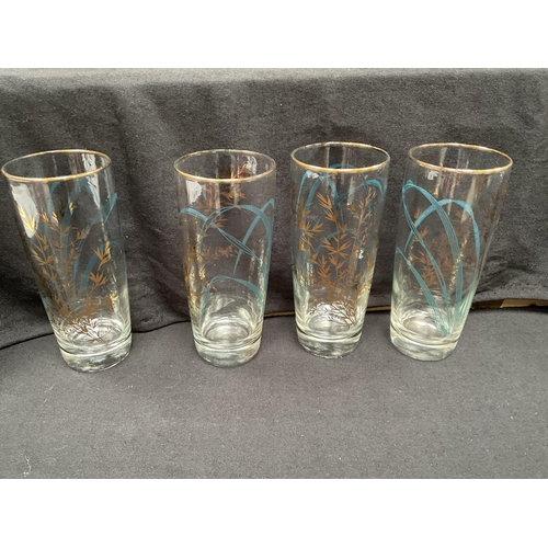 209 - VINTAGE HAND PAINTED CHARLESWARE WATER JUG AND 6 TUMBLERS AND 4 TUMBLERS