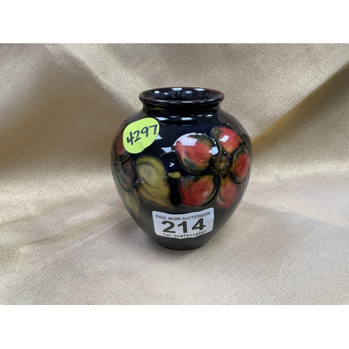 214 - MOORCROFT POSY VASE FLORAL PATTERN - H 4.5 DIA 4