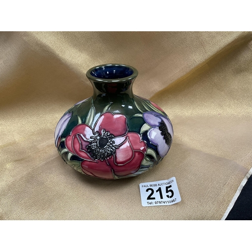 215 - MOORCROFT BUD VASE - H 4.5 DIA 5