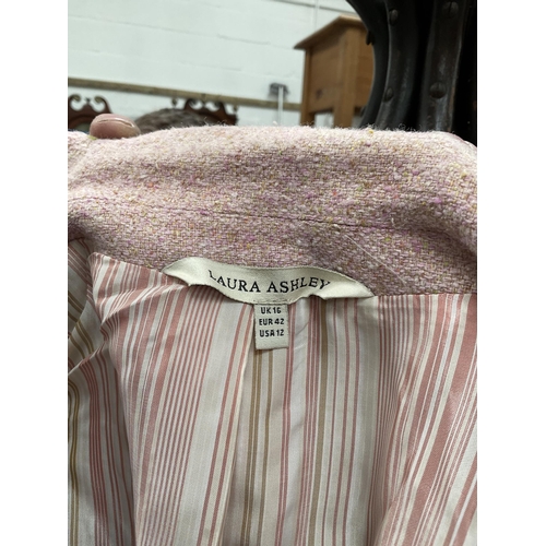 222 - RAIL OF CLOTHING TO INCLUDE LADIES MULBERRY SHIRT, LADIES LAURA ASHLEY JACKET, PAKAMAC, GIANFRANCO F... 