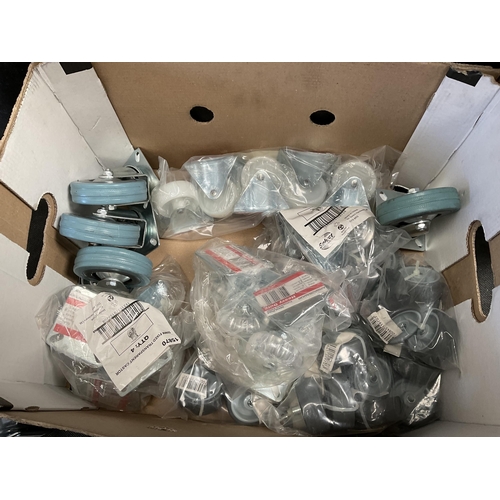 19 - BOX OF NEW TROLLEY WHEELS