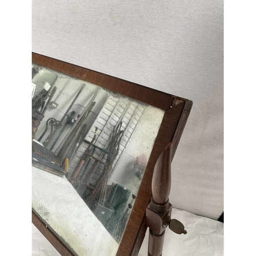 3 - BRASS AND ONYX FREE STANDING VINTAGE MIRROR A/F - H 23