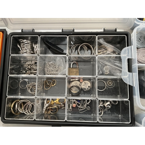 41 - BOX OF PLASTIC ORGANISER TRAYS AND CRAFTING CONTENTS