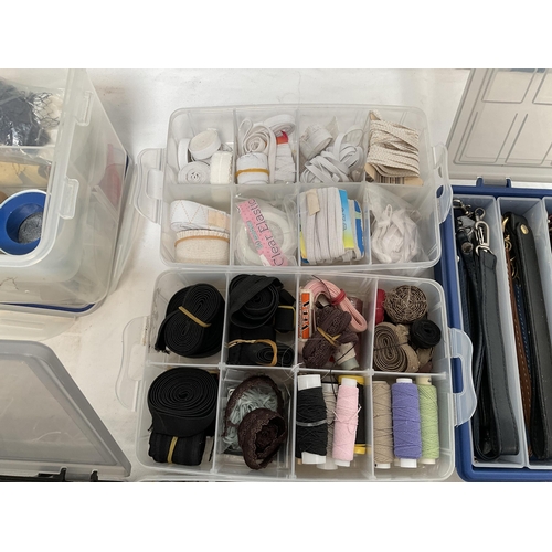 41 - BOX OF PLASTIC ORGANISER TRAYS AND CRAFTING CONTENTS