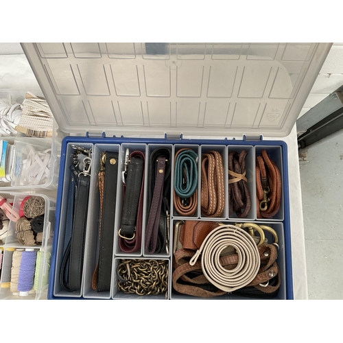 41 - BOX OF PLASTIC ORGANISER TRAYS AND CRAFTING CONTENTS