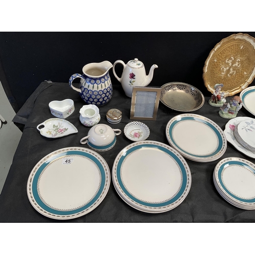 45 - BOX OF CHINA  AND GLASSWARE ETC