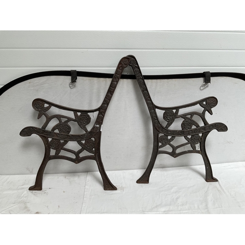 47 - PAIR OF DECORATIVE CAST IRON BENCH ENDS H32