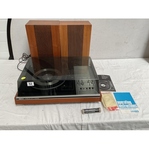 52 - VINTAGE ITTKB TWELVE-FIFTY STEREO MODEL NUMBER KA1250 RECORD PLAYER AND SPEAKERS COMPLETE WITH INSTR... 