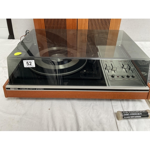 52 - VINTAGE ITTKB TWELVE-FIFTY STEREO MODEL NUMBER KA1250 RECORD PLAYER AND SPEAKERS COMPLETE WITH INSTR... 