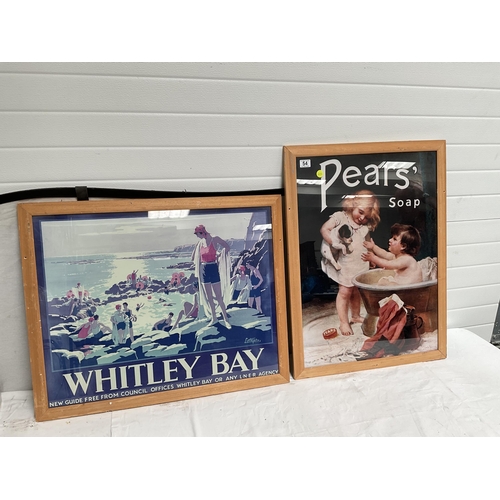 54 - 2 REPRODUCTION FRAMED POSTERS PEARS SOAP AND WHITLEY BAY 24