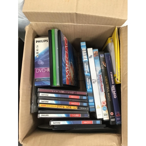 117 - 2 BOXES OF VIDEOS, DVD'S, BOOKS ETC