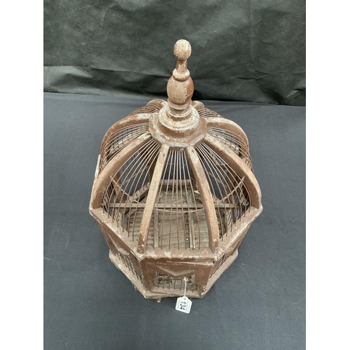 134 - VICTORIAN WOOD AND METAL CONSTRUCTION BIRD CAGE H20