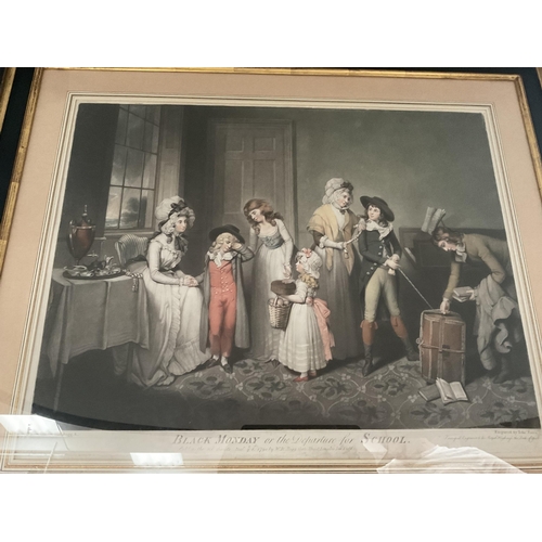 2 - VICTORIAN FRAMED ENGRAVING BY JOHN JONES ENTITLED BLACK DAY THE DEPARTURE FOR SCHOOL 28