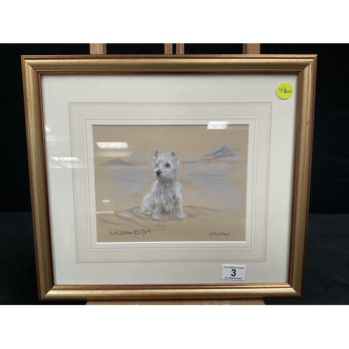 3 - GILT FRAMED LIMITED EDITION PRINT  ENTITLED WESTIE SITTING NO 235/850 SIGNED GILL EVANS 15