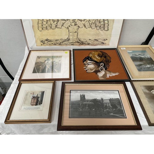 34 - QTY OF PICTURES, TAPESTRY AND PICTURE FRAMES