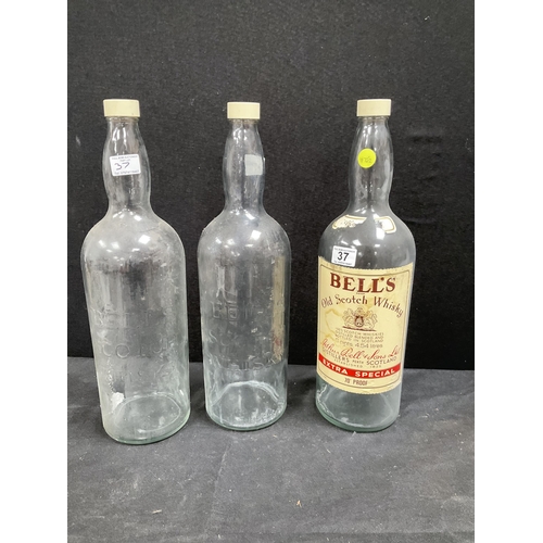 37 - 3 VINTAGE BELLS WHISKY BOTTLES H20