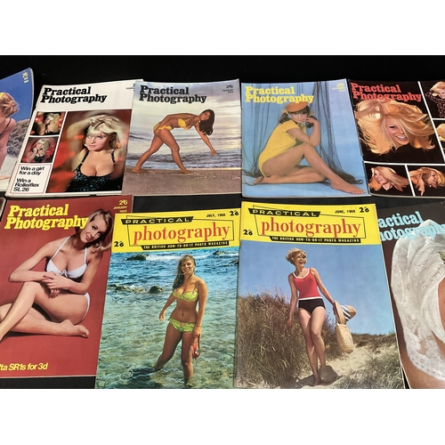 42 - 3 BOXES OF VINTAGE PHOTOGRAPHY MAGAZINES AND VINTAGE CALENDARS INCLUDING MAYFAIR, MARLBOROUGH